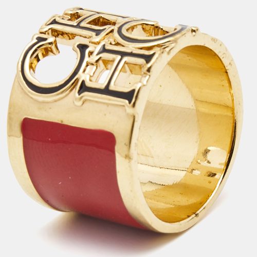 Carolina Herrera CH Enamel Gold Tone Ring Size 54 - Carolina Herrera - Modalova