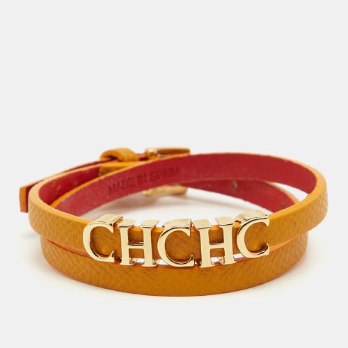 Carolina Herrera CH Logo Leather Gold Tone Double Tour Bracelet - Carolina Herrera - Modalova