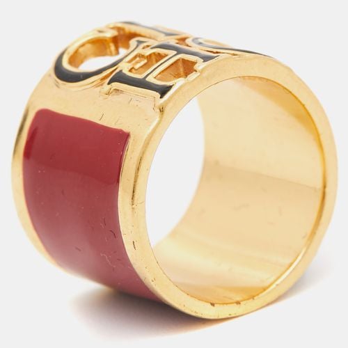 Carolina Herrera CH Enamel Gold Tone Ring Size 53 - Carolina Herrera - Modalova