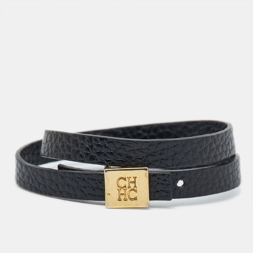 Carolina Herrera CH Black Leather Gold Tone Wrap Bracelet - Carolina Herrera - Modalova