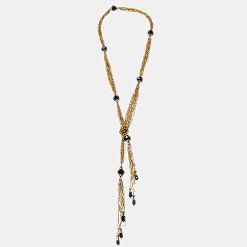 Carolina Hererra Black Beads Crystals Gold Tone Multi Chain Lariat Necklace - Carolina Herrera - Modalova