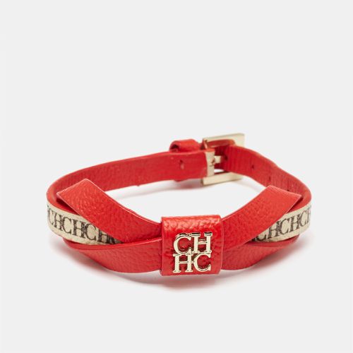 Carolina Herrera CH Red Leather Ribbon Gold Tone Bracelet - Carolina Herrera - Modalova