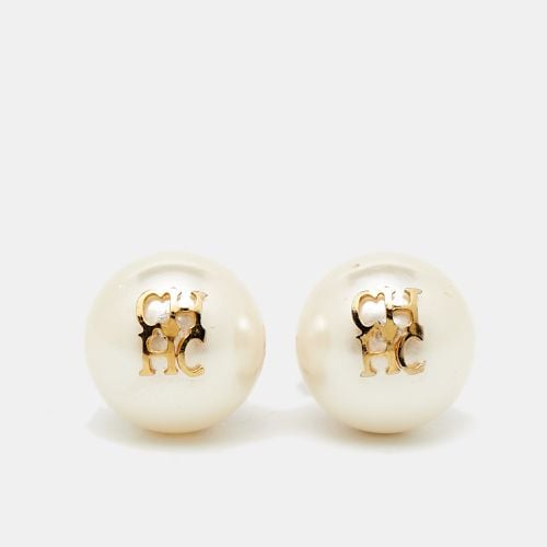 CH Faux Pearl Tone Stud Earrings - Carolina Herrera - Modalova