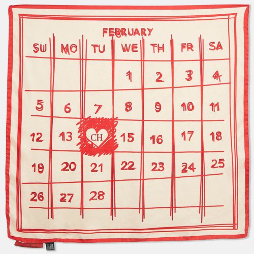 CH Carolina Herrera Cream/Red Valentine's Day Calendar Print Scarf - Carolina Herrera - Modalova