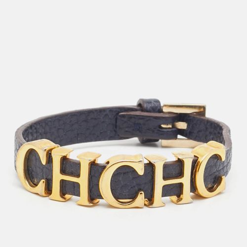 Carolina Herrera Navy Blue Leather Gold Tone Logo Charm Bracelet - Carolina Herrera - Modalova