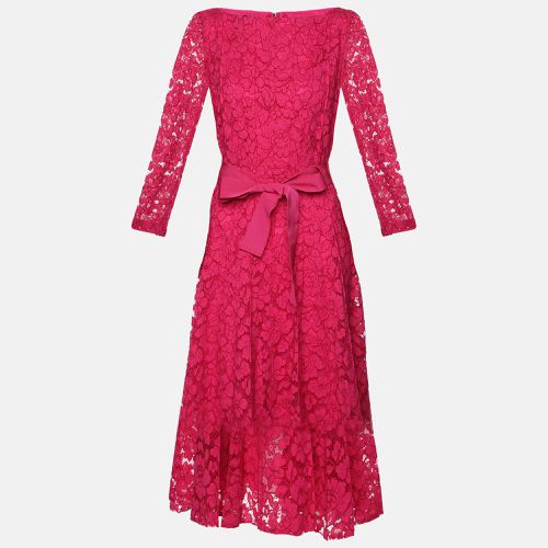 Carolina Herrera Pink Floral Lace Midi Dress M - Carolina Herrera - Modalova