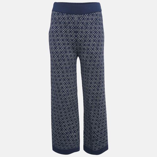 Carolina Herrera Navy Blue Patterned Jersey Wide-Leg Pants XS - Carolina Herrera - Modalova