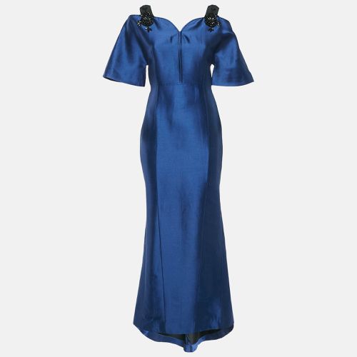 Carolina Herrera Navy Blue Embellished Cotton Blend Evening Gown S - Carolina Herrera - Modalova