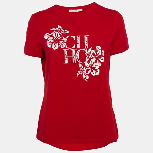 CH Carolina Herrera Red Cotton Floral Logo Embroidery T-Shirt M - Carolina Herrera - Modalova