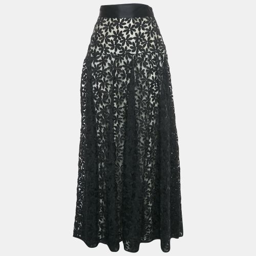 Floral Lace Raw Edge Maxi Skirt M - Carolina Herrera - Modalova