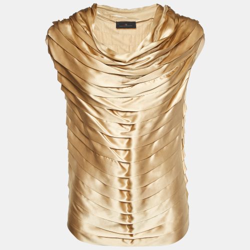 CH Carolina Herrera Gold Silk Satin Pleated Top S - CH Carolina Herrera - Modalova