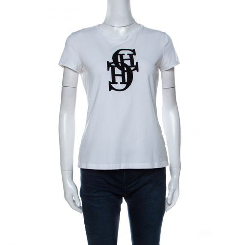 CH Carolina Herrera White Cotton Embroidered Logo Detail T-Shirt S - CH Carolina Herrera - Modalova