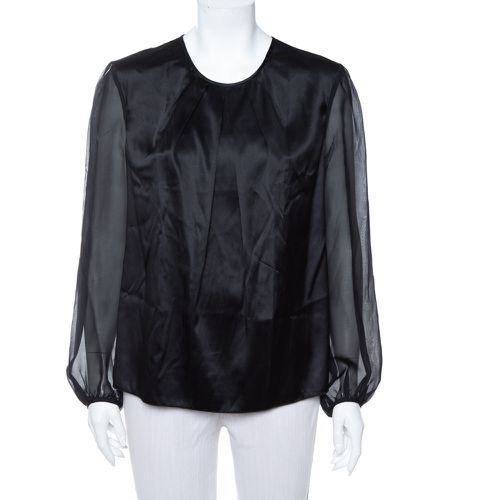 CH Carolina Herrera Black Satin Pleated Detail Top L - CH Carolina Herrera - Modalova