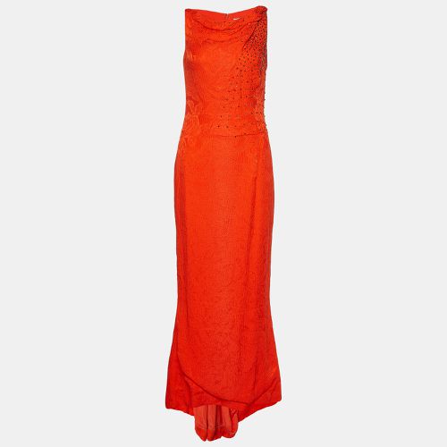 Carolina Herrera Orange Crinkled Silk Embellished Maxi Dress S - Carolina Herrera - Modalova