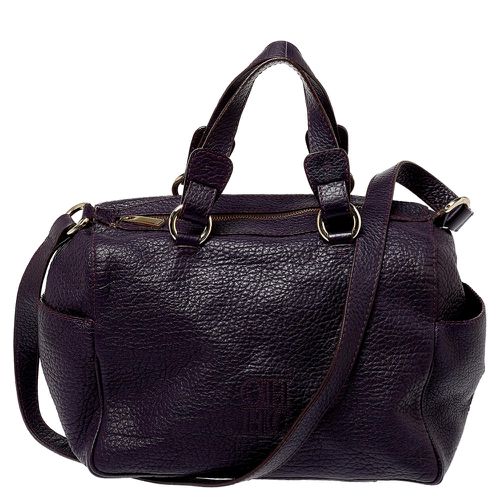 Carolina Herrera Dark Purple Grained Leather Boston Bag - Carolina Herrera - Modalova