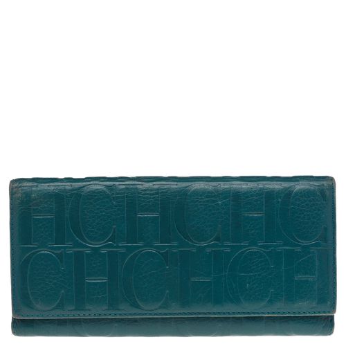 Carolina Herrera Green Monogram Embossed Leather Flap Continental Wallet - Carolina Herrera - Modalova