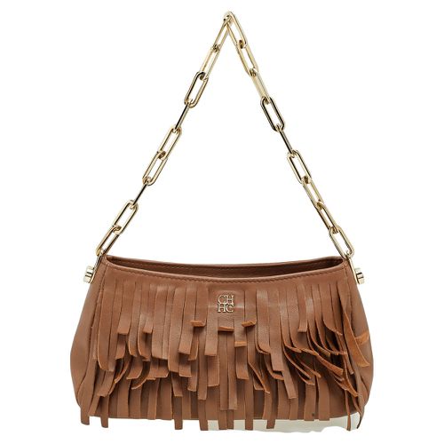 Carolina Hererra Brown Leather Fringe Chain Shoulder Bag - Carolina Herrera - Modalova