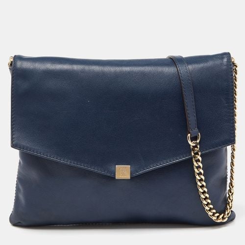 Carolina Herrera Navy Blue Leather Envelope Chain Shoulder Bag - Carolina Herrera - Modalova