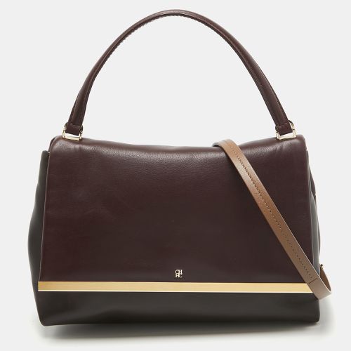 Carolina Herrera Burgundy/Brown Leather Camelot Top Handle Bag - Carolina Herrera - Modalova