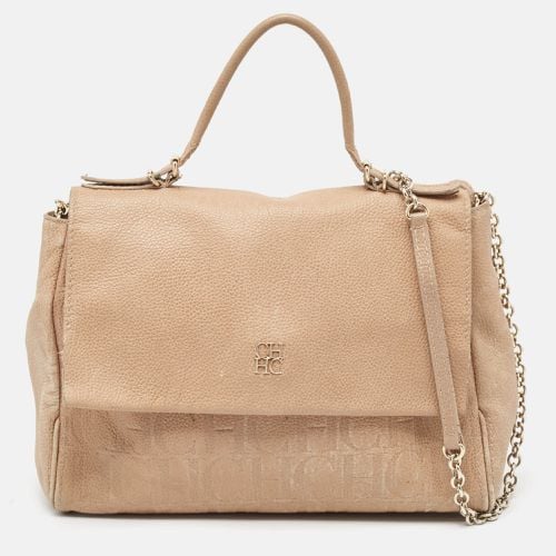 Carolina Herrera Beige Leather Minuetto Flap Top Handle Bag - Carolina Herrera - Modalova