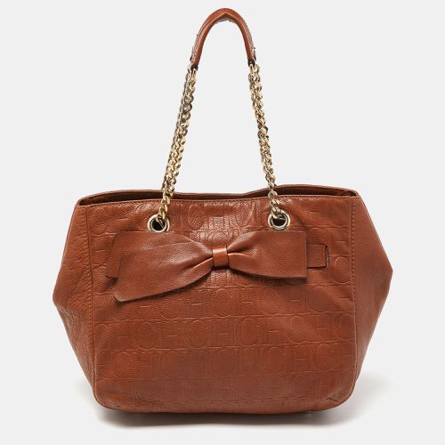 Carolina Herrera Brown Monogram Embossed Leather Audrey Shoulder Bag - Carolina Herrera - Modalova