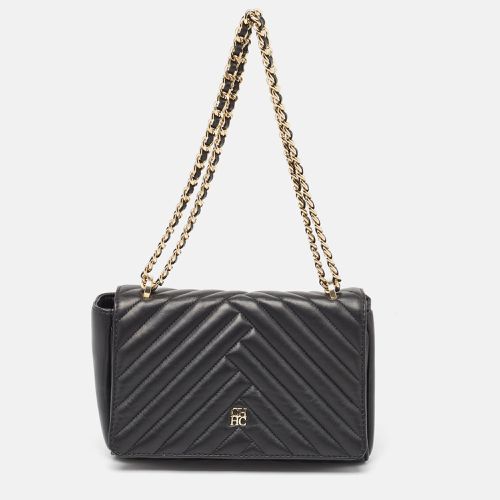 Carolina Herrera Black Quilted Leather CHHC Flap Shoulder Bag - Carolina Herrera - Modalova