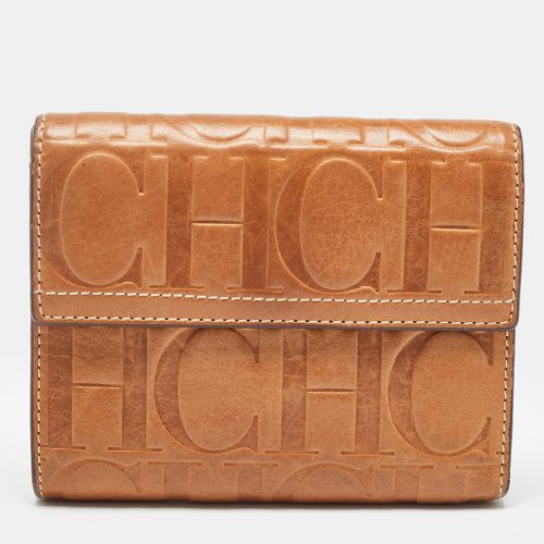 Carolina Herrera Brown Monogram Embossed Leather Trifold Wallet - Carolina Herrera - Modalova