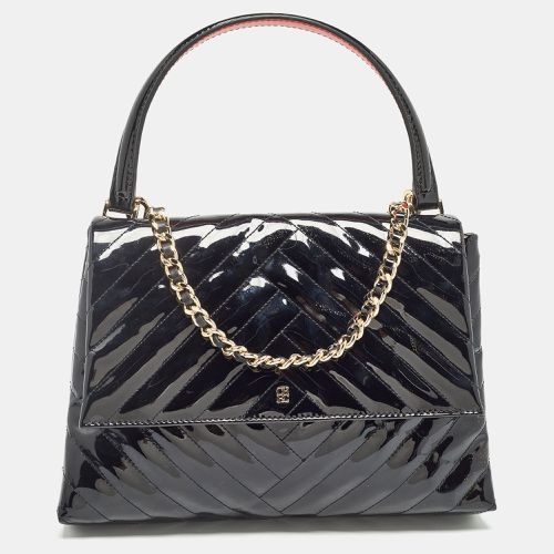 Carolina Herrera Black Diagonal Quilted Patent Leather Flap Top Handle Bag - Carolina Herrera - Modalova