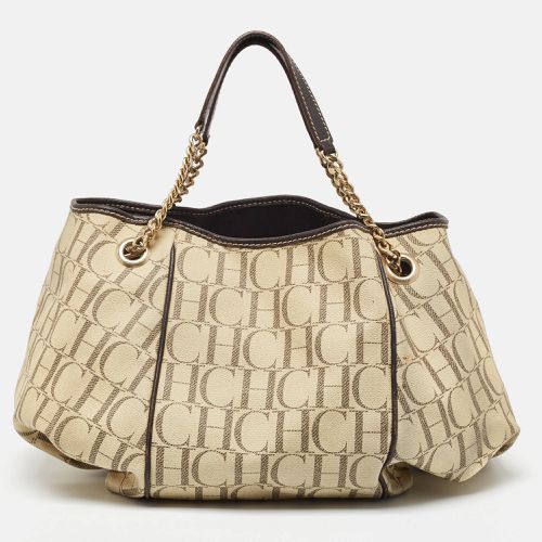 Carolina Herrera Cream/Brown Monogram Coated Canvas and Leather Chain Hobo - Carolina Herrera - Modalova