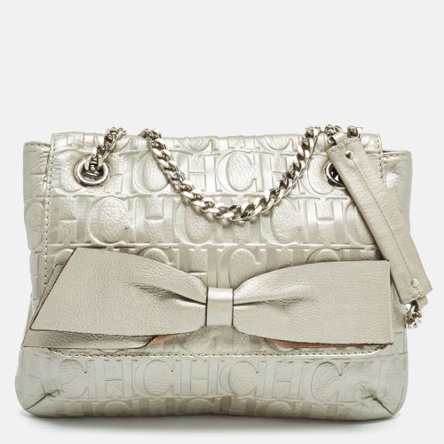 Carolina Herrera Silver Monogram Leather Audrey Shoulder Bag - Carolina Herrera - Modalova