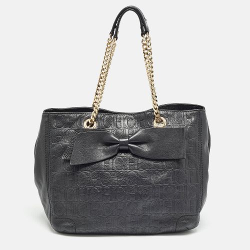 Carolina Herrera Black Monogram Embossed Leather Audrey Tote - Carolina Herrera - Modalova