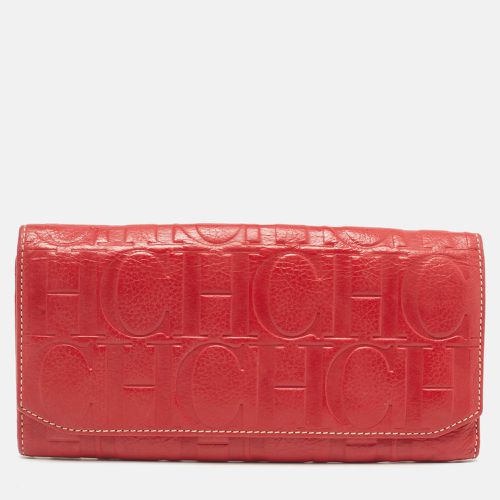 Carolina Herrera Red Monogram Embossed Leather Flap Continental Wallet - Carolina Herrera - Modalova