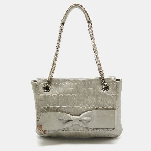 Carolina Herrera Grey Monogram Embossed Leather Audrey Flap Shoulder Bag - Carolina Herrera - Modalova