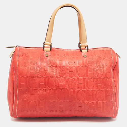 Carolina Herrera Red Monogram Embossed Leather Large Andy Boston Bag - Carolina Herrera - Modalova