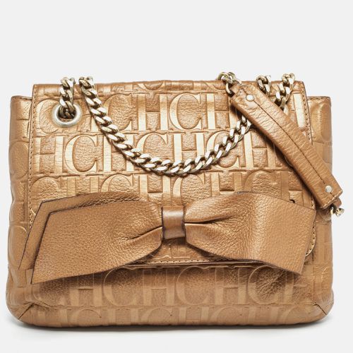 Carolina Herrera Gold Monogram Leather Audrey Shoulder Bag - Carolina Herrera - Modalova