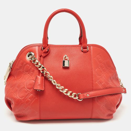 CH Carolina Herrera Red Monogram Leather Dahlia Satchel - CH Carolina Herrera - Modalova