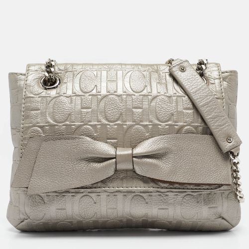 Carolina Herrera Silver Monogram Embossed Leather Audrey Shoulder Bag - Carolina Herrera - Modalova