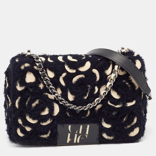 Carolina Herrera Black Leather and Tweed Floral Applique Shoulder Bag - Carolina Herrera - Modalova