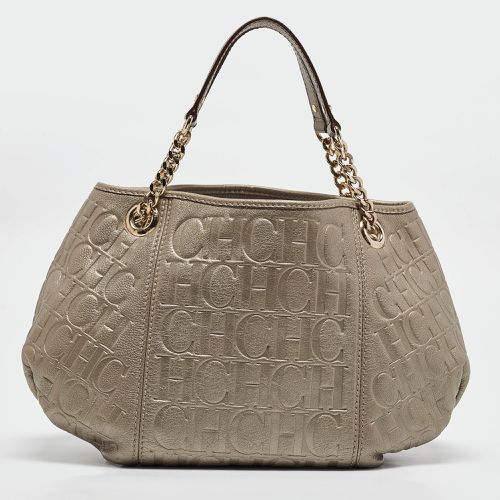 Carolina Herrera Grey Monogram Embossed Leather Chain Hobo - Carolina Herrera - Modalova