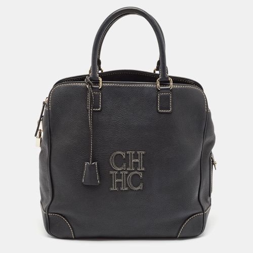 Carolina Herrera Black Leather Middle Zip Satchel - Carolina Herrera - Modalova