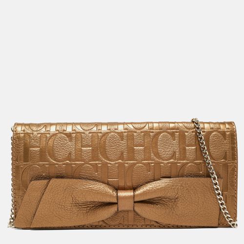 Carolina Herrera Gold Monogram Embossed Leather Audrey Chain Clutch - Carolina Herrera - Modalova