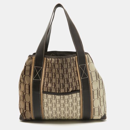 Carolina Herrera Brown/Beige Canvas and Leather Shopper Tote - Carolina Herrera - Modalova