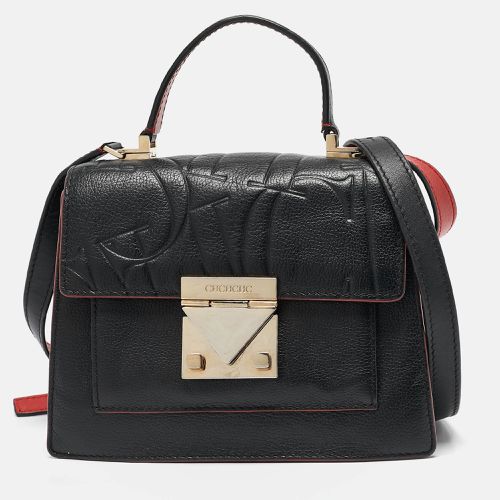 Carolina Herrera Black Embossed Leather Pushlock Flap Top Handle Bag - Carolina Herrera - Modalova