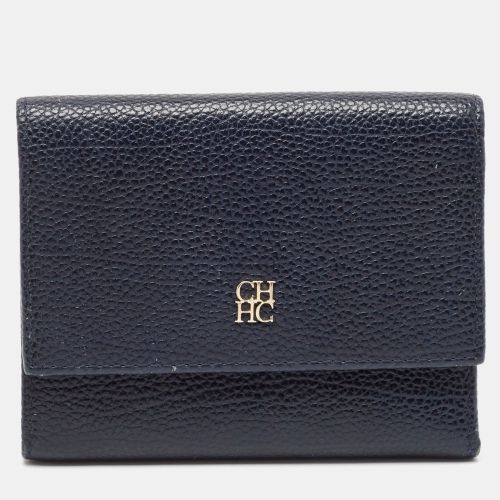 Carolina Herrera Navy Blue Leather Logo Trifold Wallet - Carolina Herrera - Modalova