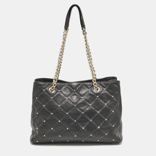 Carolina Herrera Black Logo Embossed Quilted Leather Studded Chain Tote - Carolina Herrera - Modalova