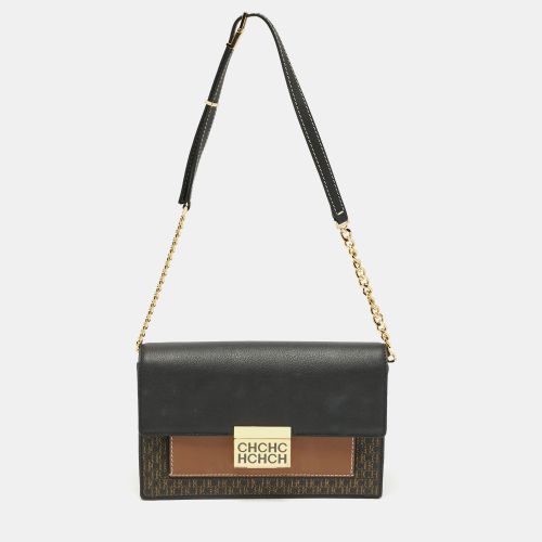 Carolina Herrera Black/Brown Monogram Coated Canvas and Leather CHHC Flap Shoulder Bag - Carolina Herrera - Modalova