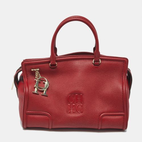 Carolina Herrera Red Leather CH Logo Charm Tote - Carolina Herrera - Modalova