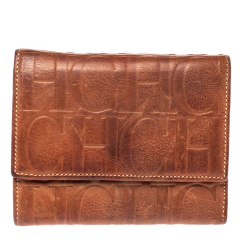 Carolina Herrera Brown Embossed Leather Trifold Compact Wallet - Carolina Herrera - Modalova