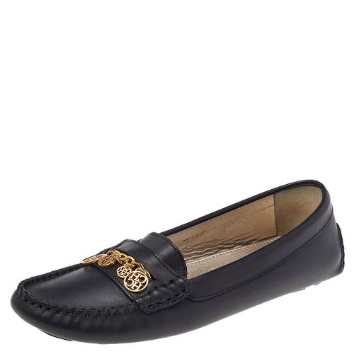 CH Carolina Herrera Black Leather Logo Charm Detail Slip On Loafers Size 39 - CH Carolina Herrera - Modalova