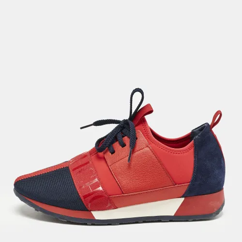 Carolina Herrera Red/Blue Leather and Suede Low Top Sneakers Size 38 - Carolina Herrera - Modalova